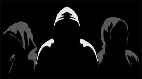 Silhouettes of three anonymous Stock Illustration