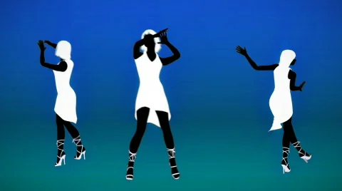 Silhouettes of three dancing girls Stock-Footage 453096