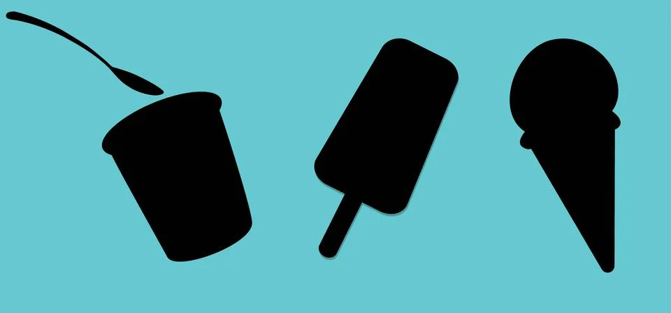 Silhouettes of three types of ice cream Stock Illustration
