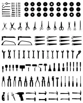 Silhouettes of  tools Stock Illustration