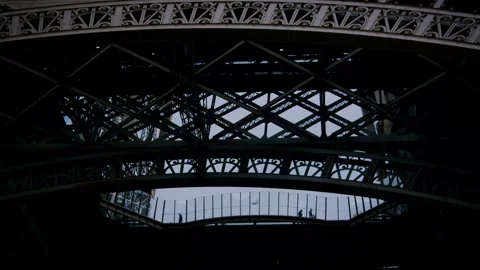 Silhouettes of Tourists Walking In the Eiffel Tower | Paris 2024 Stock Footage 277747009