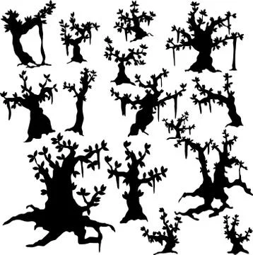 Silhouettes of trees Stock Illustration