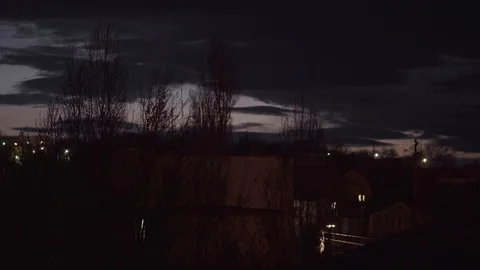 The silhouettes of trees in the night sky Stock Footage 107070747