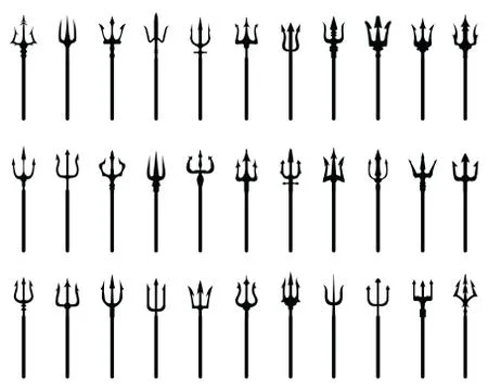 Silhouettes of triden Stock Illustration