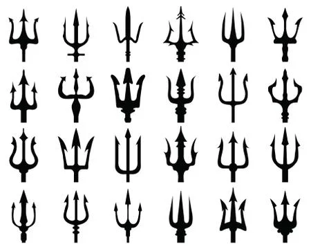Silhouettes of trident Stock Illustration