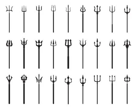 Silhouettes of trident Stock Illustration