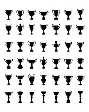 Silhouettes of trophy cup Stock Illustration