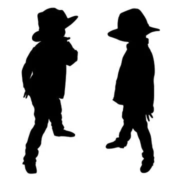Silhouettes of two little boys Stock Photos