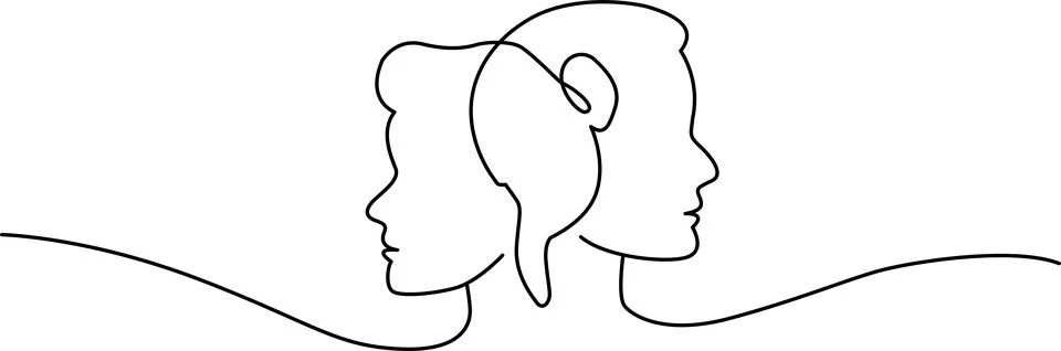 Silhouettes of two people in conversation Vector Stock Illustration