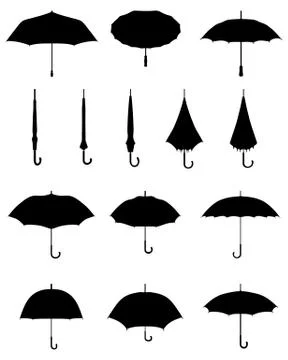 Silhouettes of umbrellas Illustrazione stock