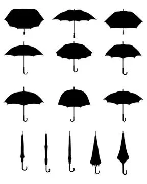 Silhouettes of umbrellas Stock Illustration
