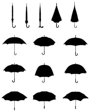 Silhouettes of umbrellas Illustrazione stock