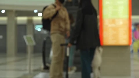 Silhouettes unrecognizable people on escalator inside shopping center building. Stock Footage 245340968