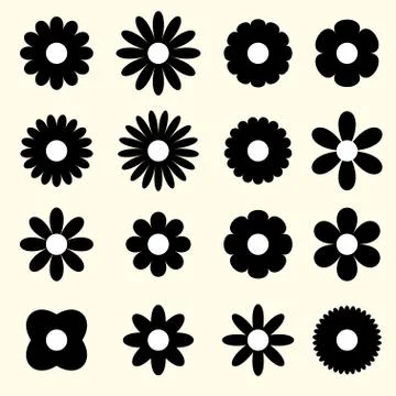 Silhouettes of vector flowers Stock Illustration