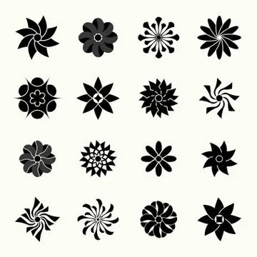 Silhouettes of vector flowers Stock Illustration