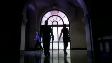 Silhouettes Walking 3 Stock Footage 22691846