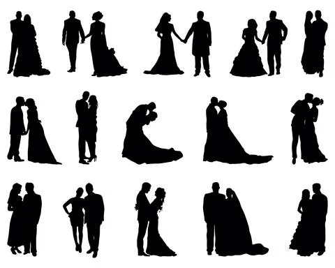 Silhouettes of wedding Stock Illustration