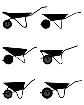 Silhouettes of wheelbarrows Stock Illustration