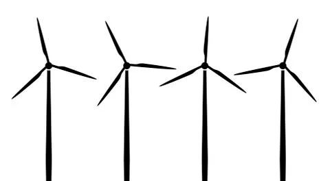 Silhouettes of Wind Turbines Stock Illustration