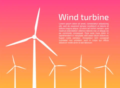 Silhouettes of Wind Turbines Stock Illustration