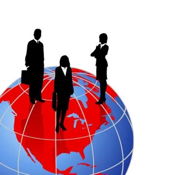 Silhouettes on a World Globe Stock Illustration