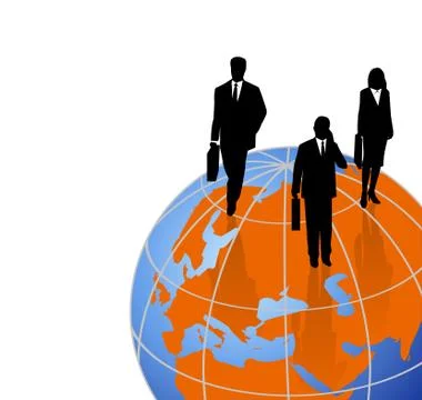 Silhouettes on a World Globe Stock Illustration