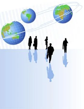 Silhouettes with World Globes 스톡 일러스트