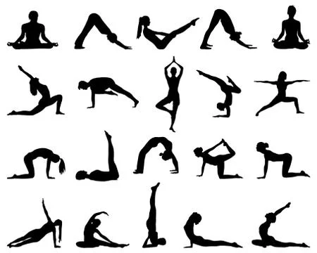 Silhouettes of yoga Stock Illustration