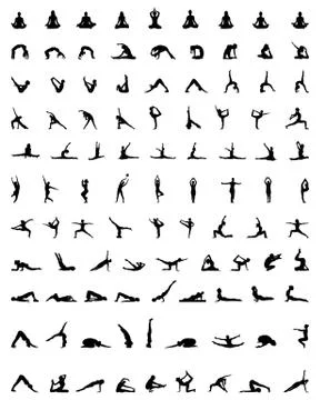 Silhouettes of yoga Stock Illustration