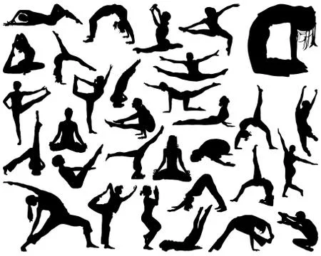 Silhouettes of yoga Stock Illustration