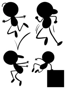 Silhouettes of young men Stock Illustration