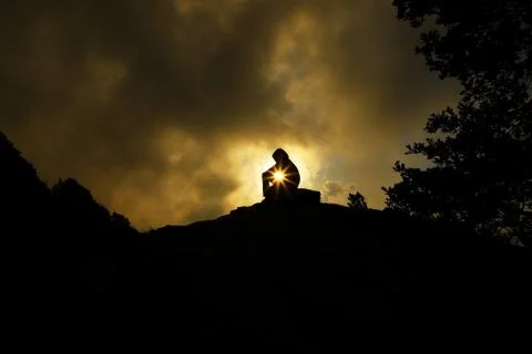 Silhoutte of a boy Stock Photos