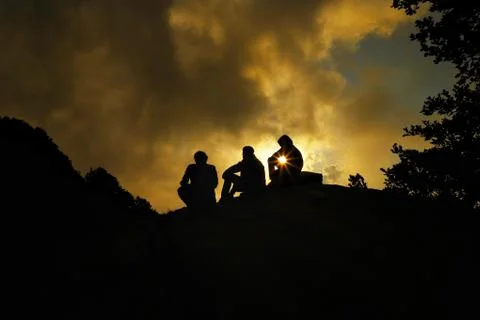 Silhoutte of a boy Stock Photos