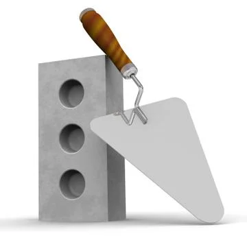Silicate brick and trowel 스톡 일러스트