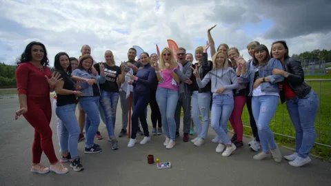 SILICHY, BELARUS - 2, AUGUST, 2019: A team of girls takes part in sporting 스톡 동영상 129946786