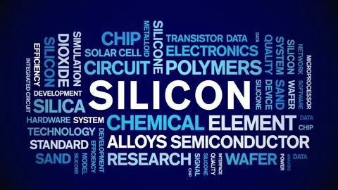 Silicon animated word cloud,animation tag kinetic typography seamless loop. Stock Footage 325039680