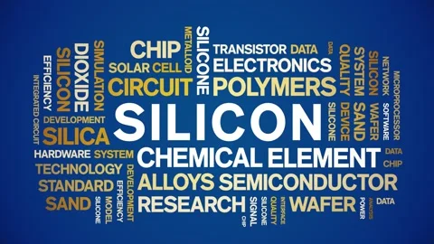 Silicon animated word cloud,animation tag kinetic typography seamless loop. Stock Footage 325040499