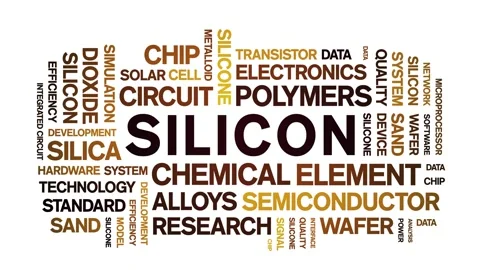 Silicon animated word cloud,animation tag kinetic typography seamless loop. Stock Footage 325164209