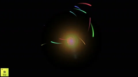 Silicon atom nucleus electron movement Stock Footage 63190668