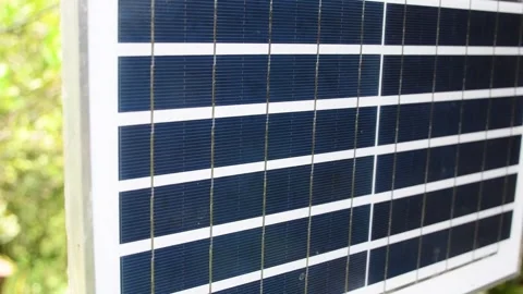Silicon Cells in Portable Solar Panel Generating Renewable Energy Alternative Stock Footage 305779775
