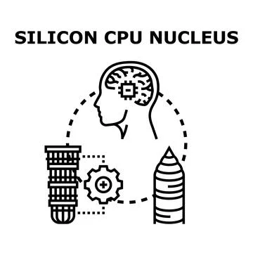 Silicon cpu nucleus concept creating artificial intelligence Ilustração Stock