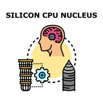 Silicon cpu nucleus concept creating artificial intelligence Ilustração Stock