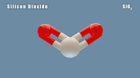 Silicon Dioxide Of Sio2 3D Conformer Animated Render. Food Additive E551 Stock Illustration