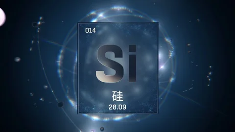 Silicon as Element 14 of the Periodic Table 3D animation on blue background 스톡 동영상 126460920