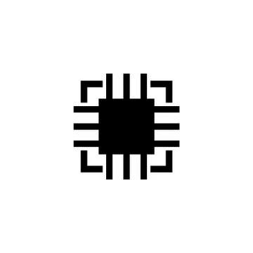 Silicon Microchip, Computer Chip Flat Vector Icon Illustrazione stock