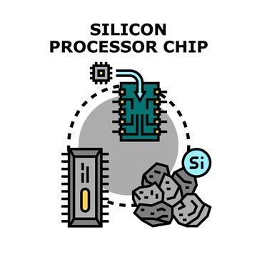 Silicon processor chip manufacturing processing circuit development Stock-Illustration