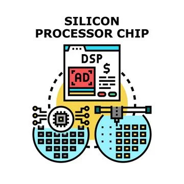 Silicon processor chip technology manufacturing concept Stock Illustration