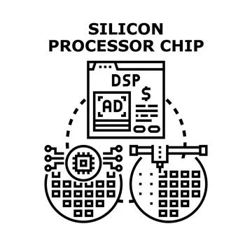 Silicon processor chip technology manufacturing concept Stock Illustration