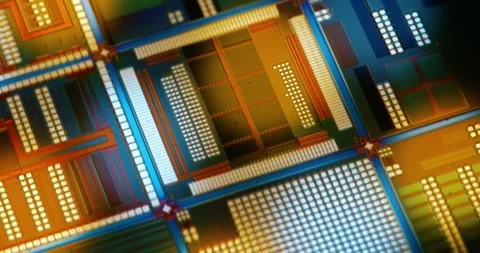 Silicon semiconductor wafer close-up. In electronics, a wafer also called a.. Stock Footage 265487305
