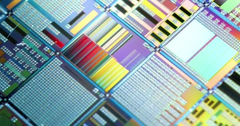 Silicon semiconductor wafer close-up. In electronics, a wafer also called a.. Stock Footage 267389648